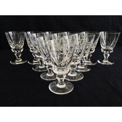 12 White Wine Glasses In Crystal From Saint-louis Guernesey Model