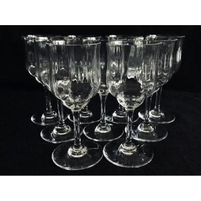 8 Baccarat Crystal White Wine Glasses Capri Model