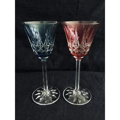 Pair Of Roemer Rhine Wine Glasses In Crystal From Saint-louis Tarn Model