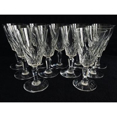 11 White Wine Glasses In Baccarat Crystal Carcassonne Model