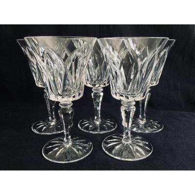 5 Crystal Water Glasses From Saint-louis Model Camargue 