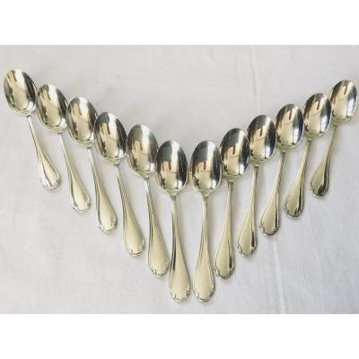 12 Christofle Alfenide Pompadour Moka Spoons