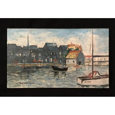 Robert Rodrigue - Oil On Canvas « le Vieux Bassin D’honfleur »