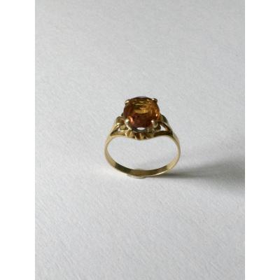 Yellow Gold And Citrine Ring