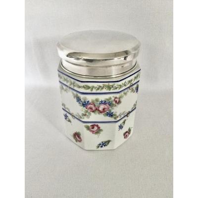 Tetard Frères - Pot à Tabac En Argent Et Porcelaine