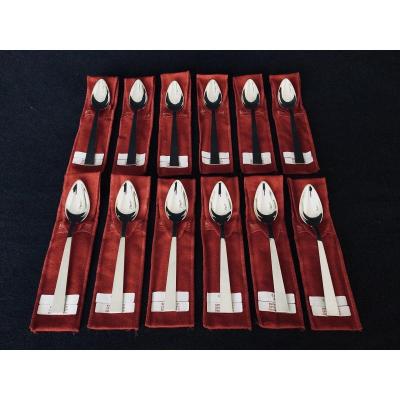 Maison Robbe Et Berking - 12 Silver Coffee / Dessert Spoons