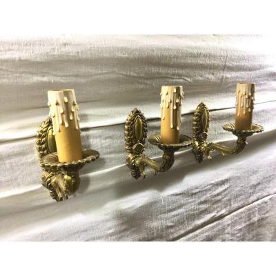 Series Of 3 Empire Bronze Sconces