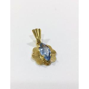 Gold And Blue Topaz Pendant