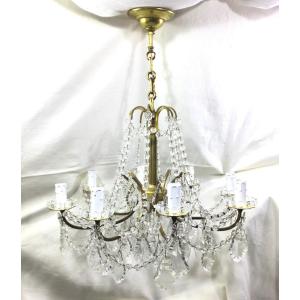 Chandelier With 8 Lights In Bronze And Crystal