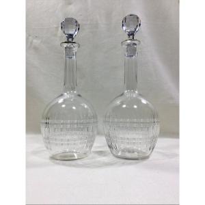 Pair Of Crystal Decanter In The Nancy Spirit