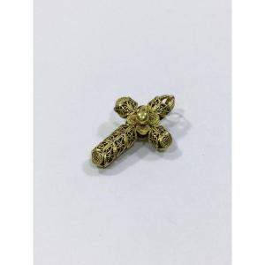 Filigree Cross In Yellow Gold