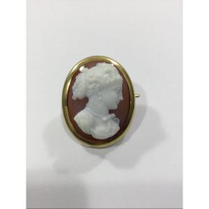 Agate Cameo Brooch Pendant