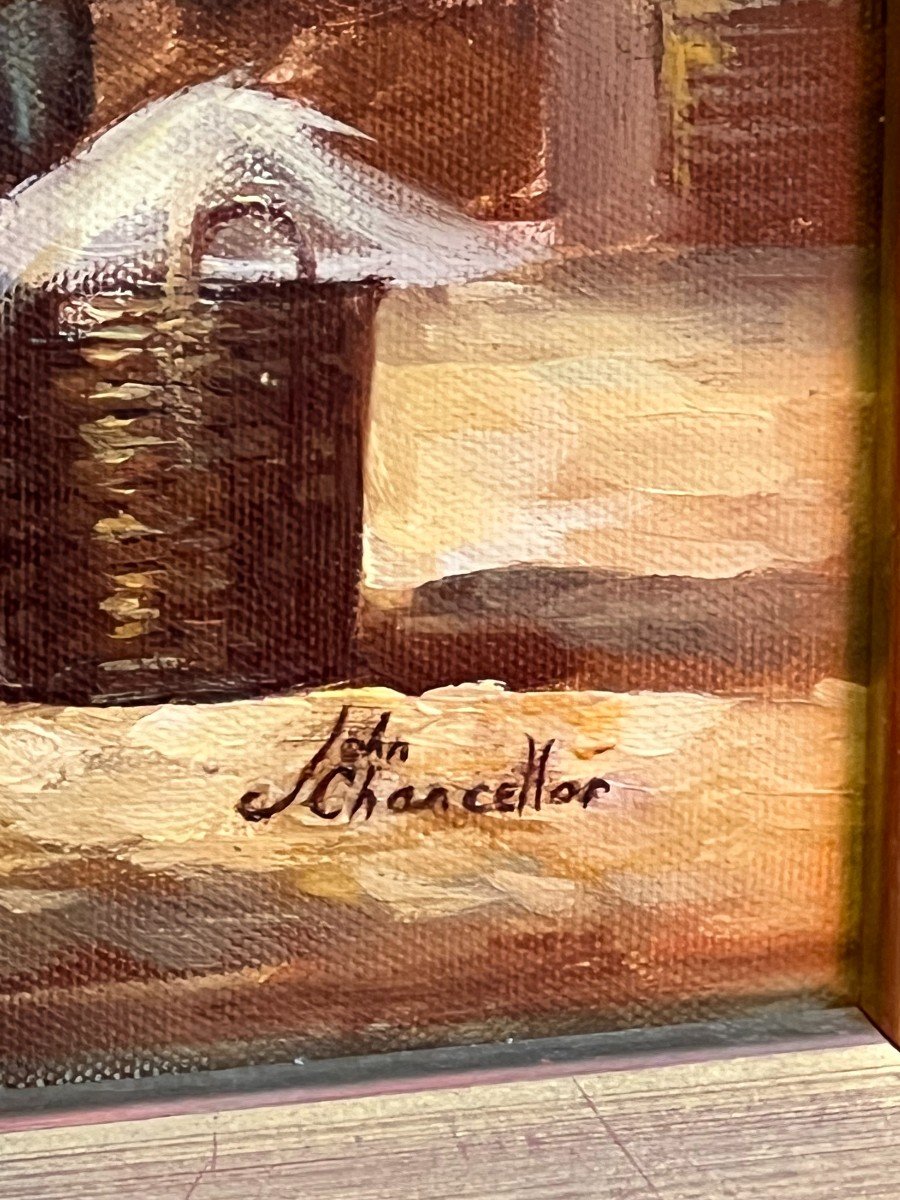 John Russel Chancellor (1925-1984) Rare On The Market, Oil On Canvas, Marine, Boats-photo-6