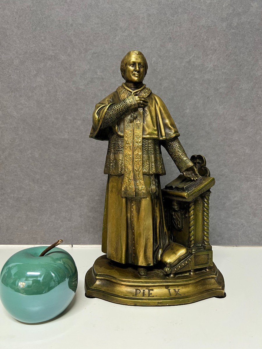 Emile Eugene Thomas (1817-1882) Bronze Sculpture Of Pope Pius Ix, Boyer Bronzier-photo-1