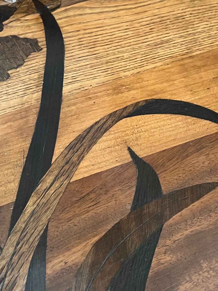 Belle Table à Thé, Emile Gallé, Sur Deux Plateaux, Marqueterie, Première Période-photo-4