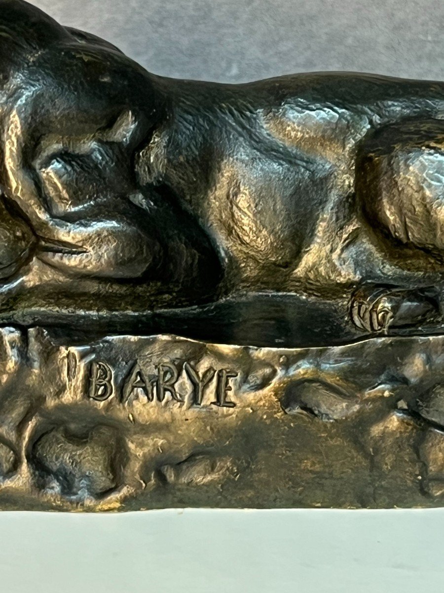 Sculpture Bronze Animalier, Panthère De Tunis No 2,  Par Antoine Louis Barye XIXe siècle-photo-1