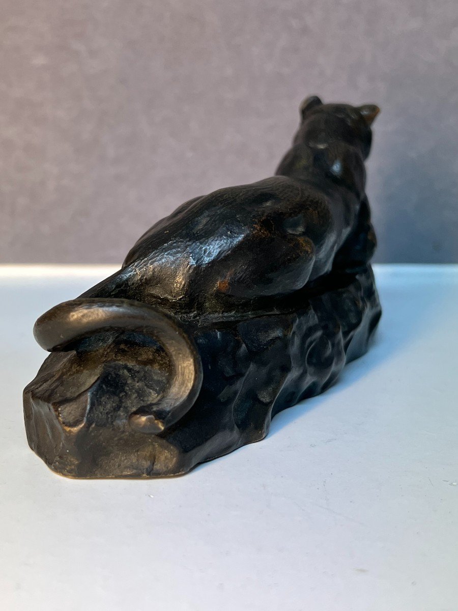 Sculpture Bronze Animalier, Panthère De Tunis No 2,  Par Antoine Louis Barye XIXe siècle-photo-6