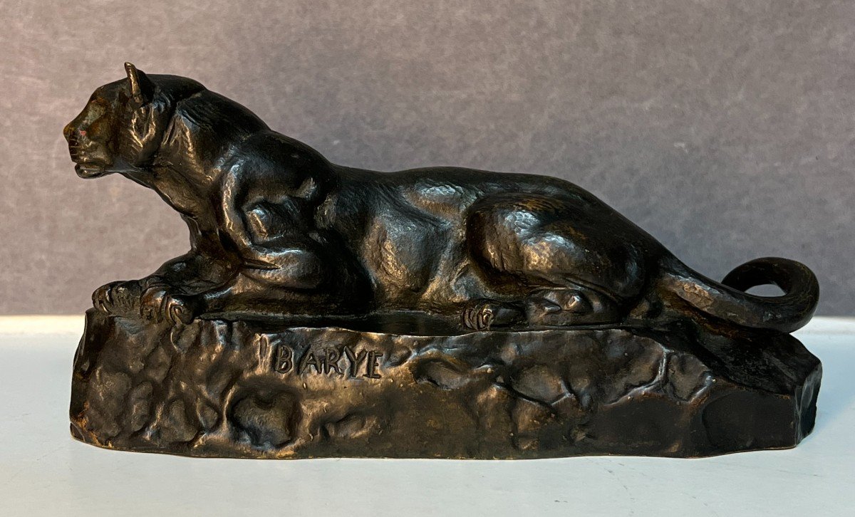 Sculpture Bronze Animalier, Panthère De Tunis No 2,  Par Antoine Louis Barye XIXe siècle