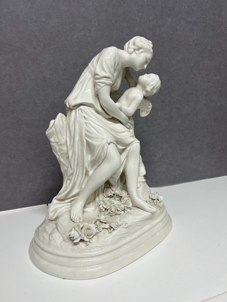 Group In White Porcelain From Capodimonte, Italy 19th Century, Signed Boizot-photo-3