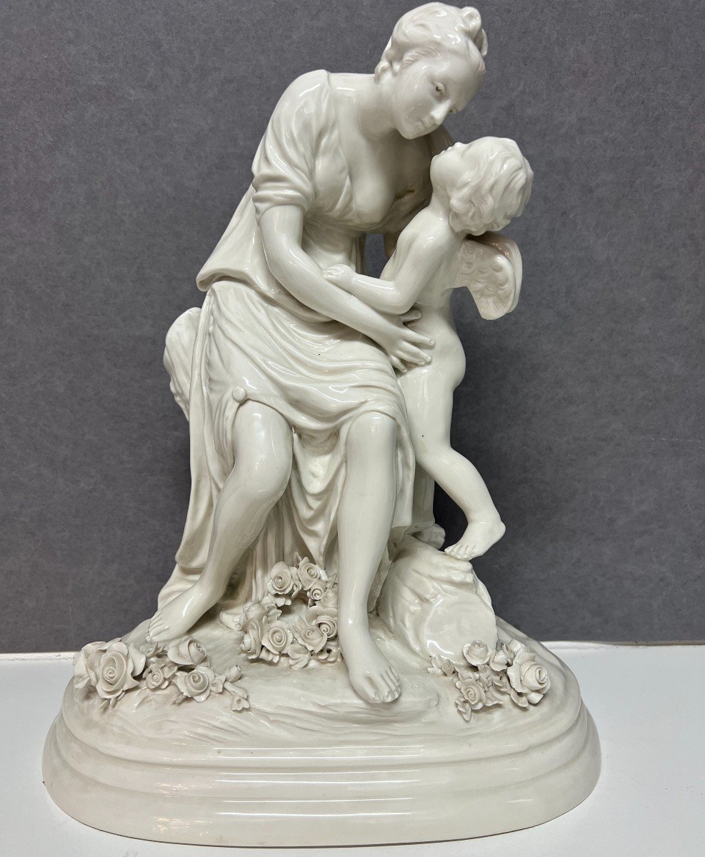 Group In White Porcelain From Capodimonte, Italy 19th Century, Signed Boizot
