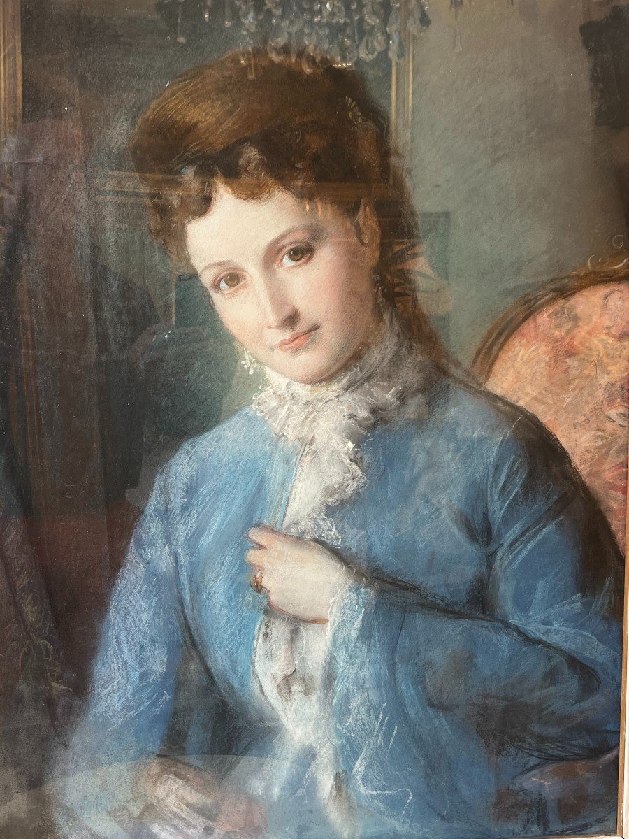 Portrait d'une femme élégante en Pastel, Cercle de William Hogarth