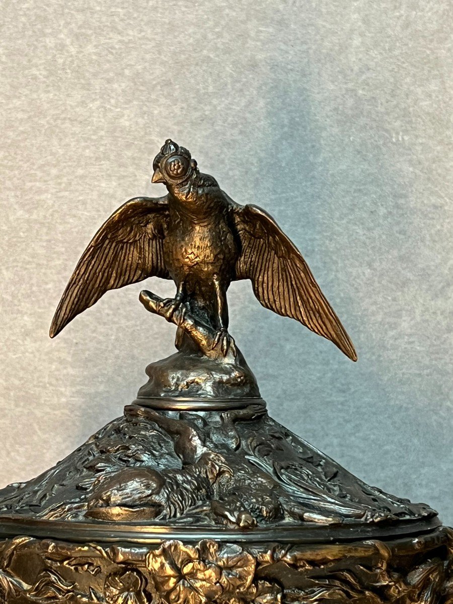 Paire De Vases Couvert En Bronze Sculpté De Pierre Jules Mène Daté 1860-photo-6