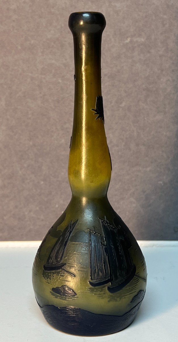 Devez (camille Trutié De Varreux (1872-1942), Vase En Verre à Décor Dégagé à L’acide De Chardon-photo-2