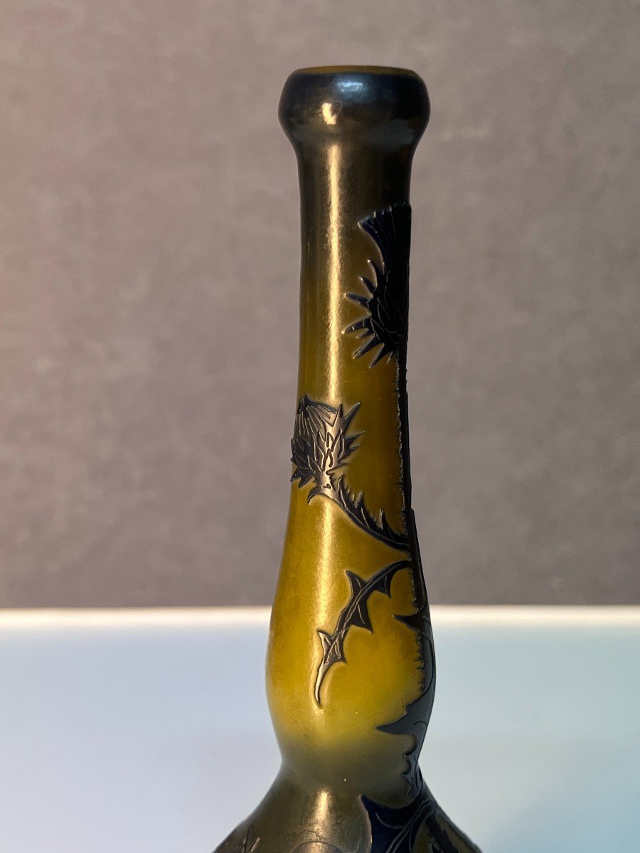 Devez (camille Trutié De Varreux (1872-1942), Vase En Verre à Décor Dégagé à L’acide De Chardon-photo-6