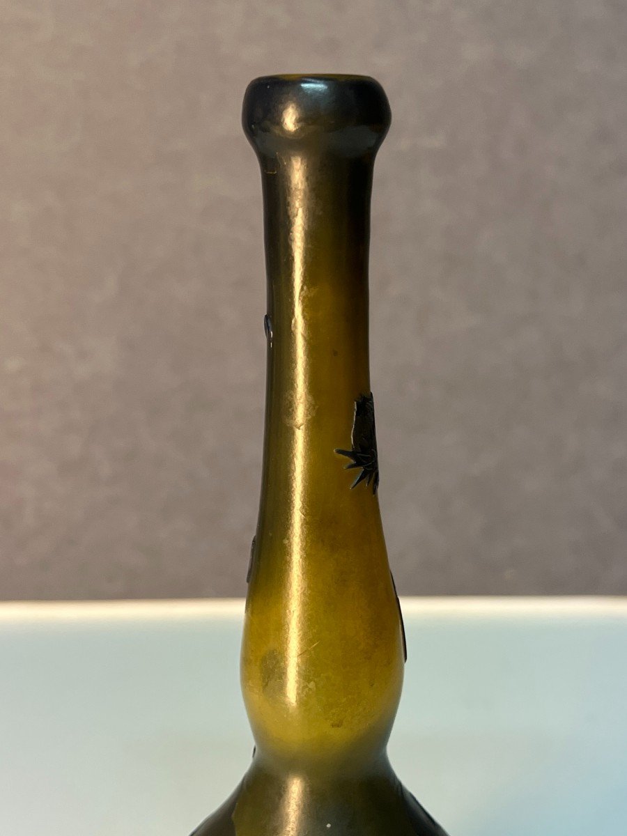 Devez (camille Trutié De Varreux (1872-1942), Vase En Verre à Décor Dégagé à L’acide De Chardon-photo-7