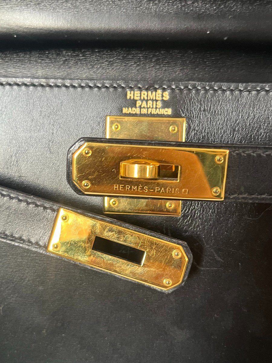 Sac à Main Hermès, Modèle Kelly, 28 Cm, En Cuir Noir, Année 1994-photo-7
