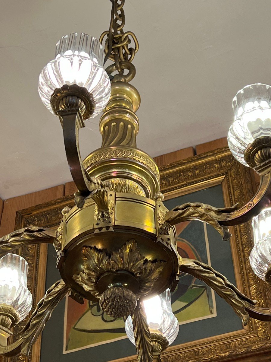 Large Manor Chandelier In Solid And Gilded Bronze-photo-5