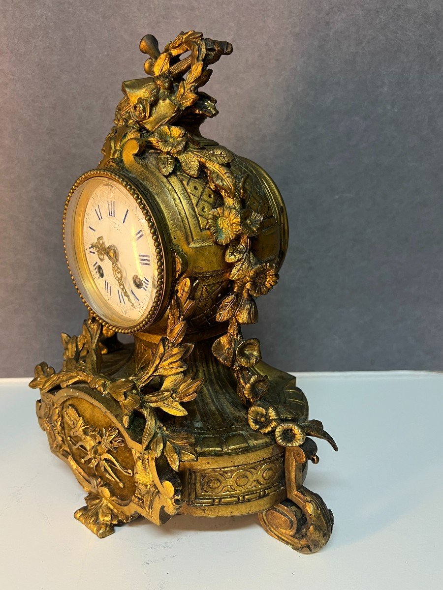19th Century Bronze Clock, Louis XVI Style, Japy Movement-photo-2