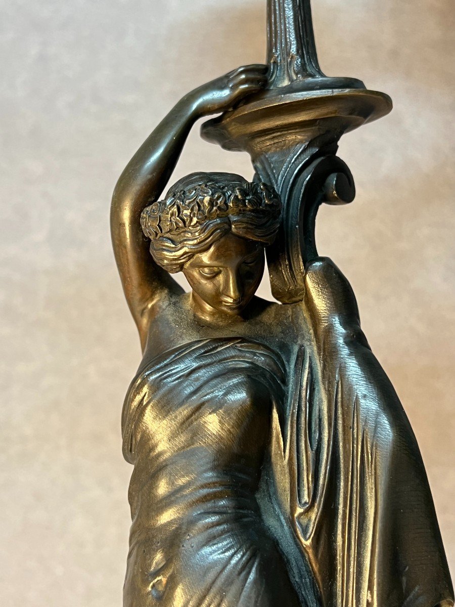 Paire De Candélabres De Pradier Et Fondeur Susse Frères, En Bronze Massif-photo-4