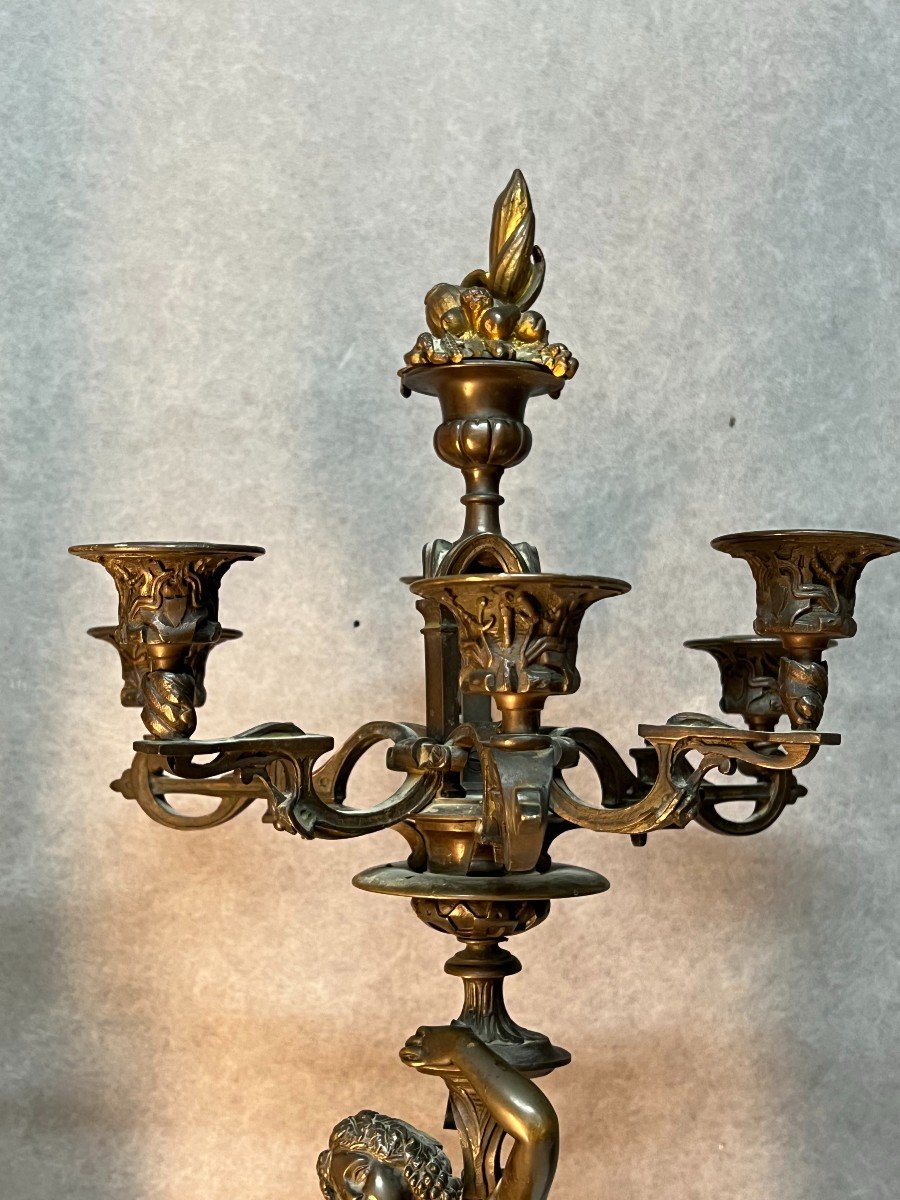 Paire De Candélabres De Pradier Et Fondeur Susse Frères, En Bronze Massif-photo-2