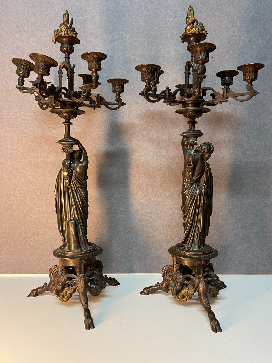 Paire De Candélabres De Pradier Et Fondeur Susse Frères, En Bronze Massif-photo-8
