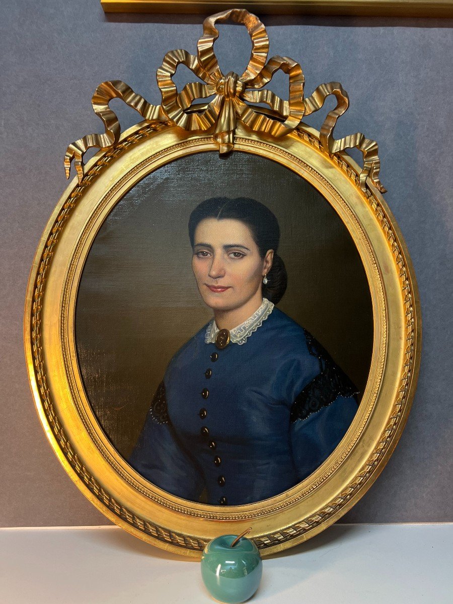 Louis émile Pinel De Grandchamp (1831-1894) Magnifique Portrait De Femme-photo-2