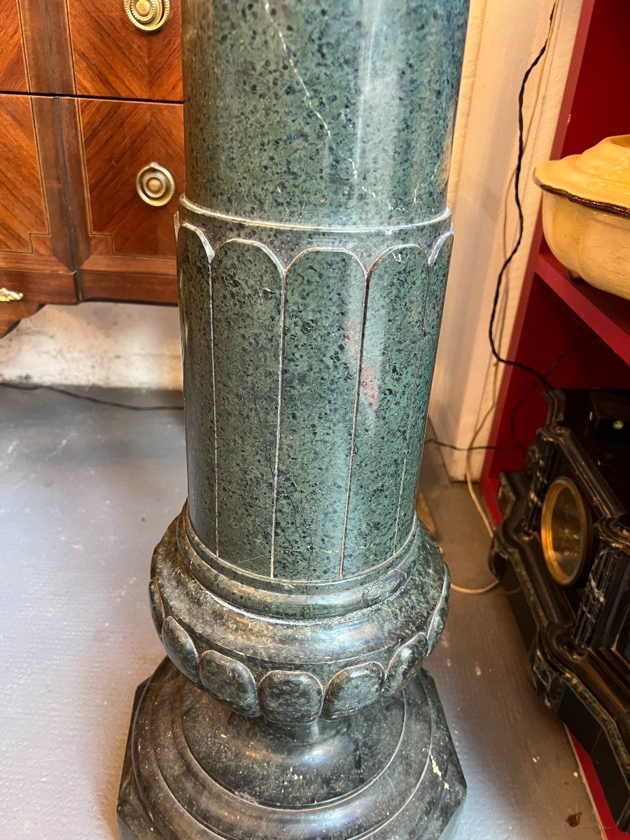Very Beautiful And Old Green Marble Column, Dating From The 19th Century-photo-5