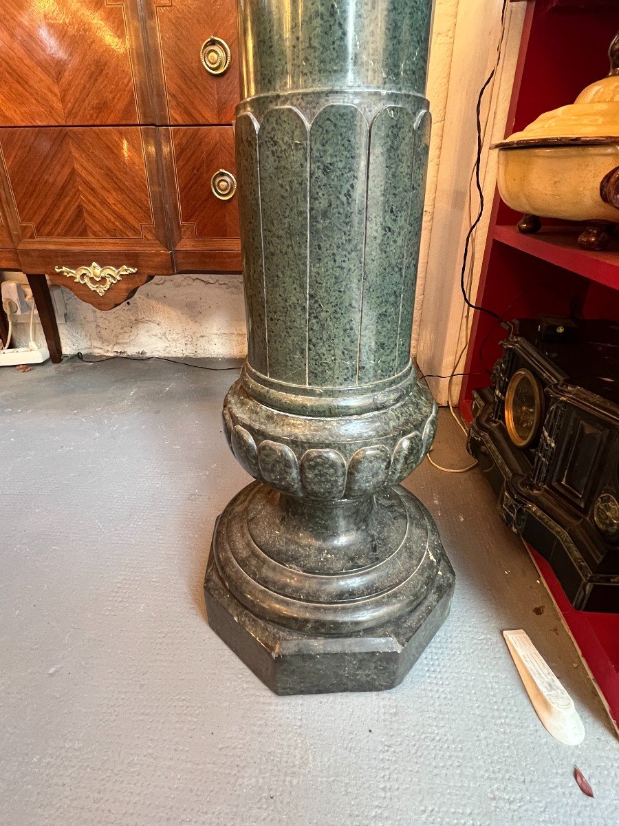 Very Beautiful And Old Green Marble Column, Dating From The 19th Century-photo-7