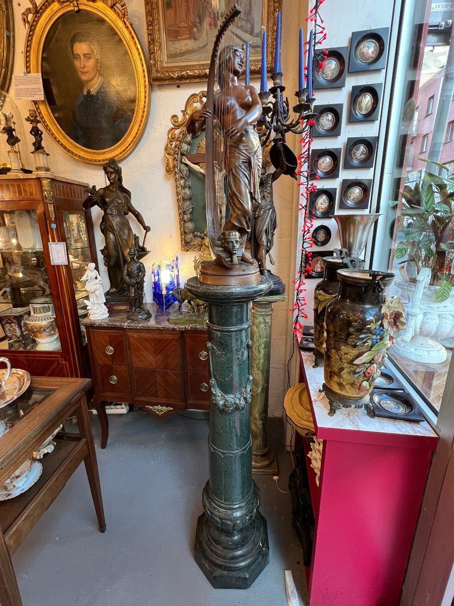 Very Beautiful And Old Green Marble Column, Dating From The 19th Century-photo-8