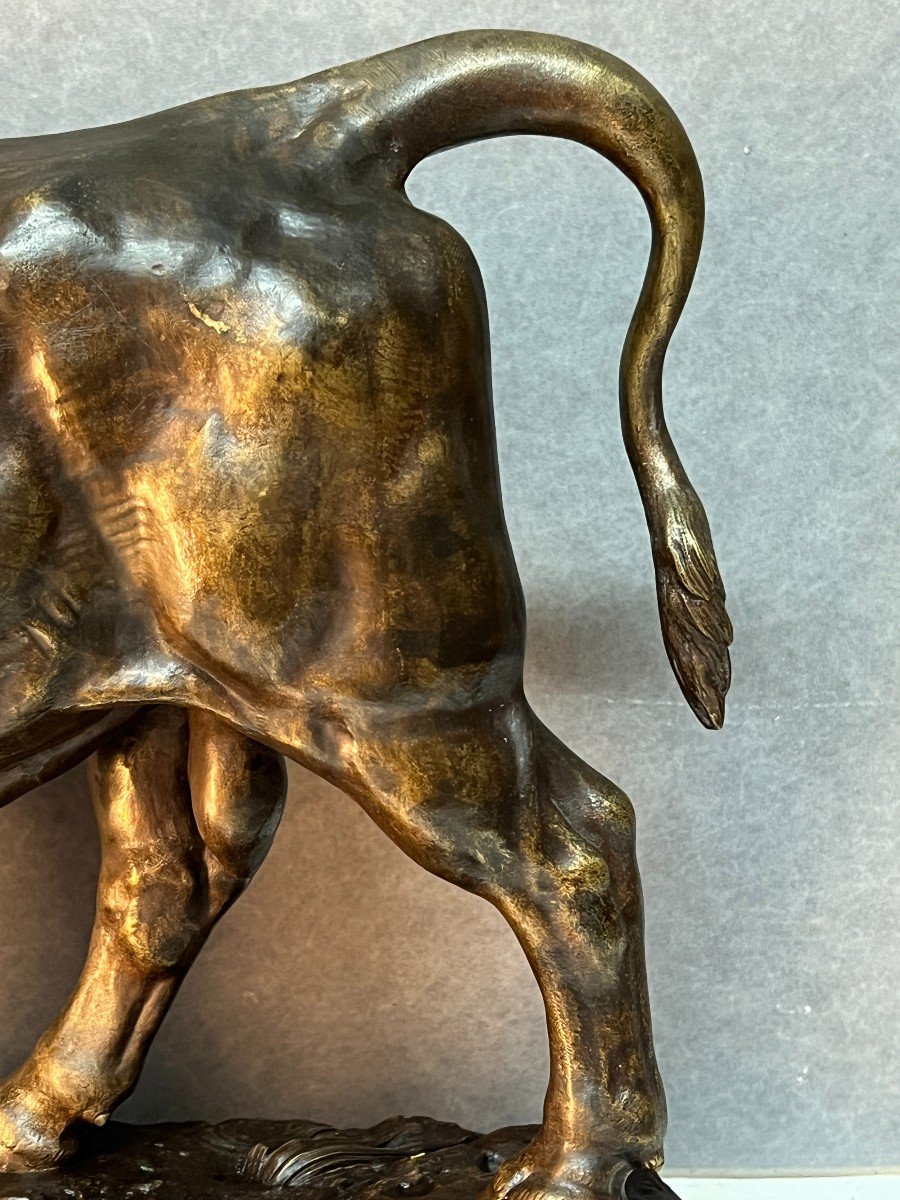 Louis Vidal (the Blind Man) Said Natavel, Large Bronze Sculpture Of A Bull-photo-2