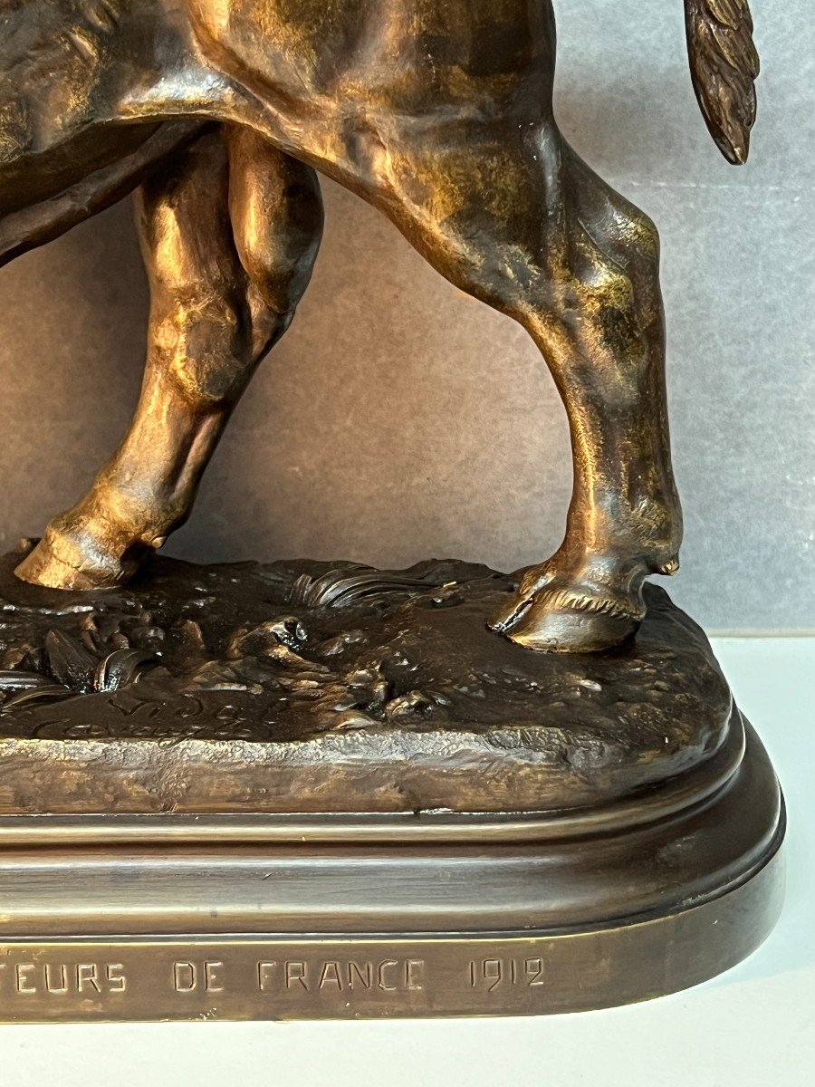 Louis Vidal (the Blind Man) Said Natavel, Large Bronze Sculpture Of A Bull-photo-3