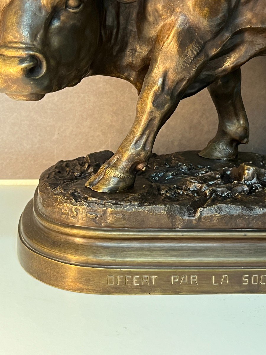 Louis Vidal (the Blind Man) Said Natavel, Large Bronze Sculpture Of A Bull-photo-5