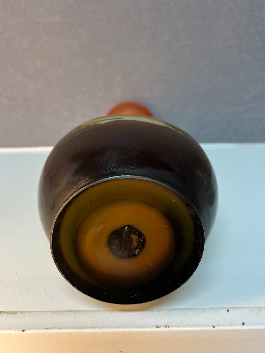 Grand Vase En Verre Multicouche Et Dégagé à L’acide, Signé Gallé En Camée, 40 Cm-photo-8