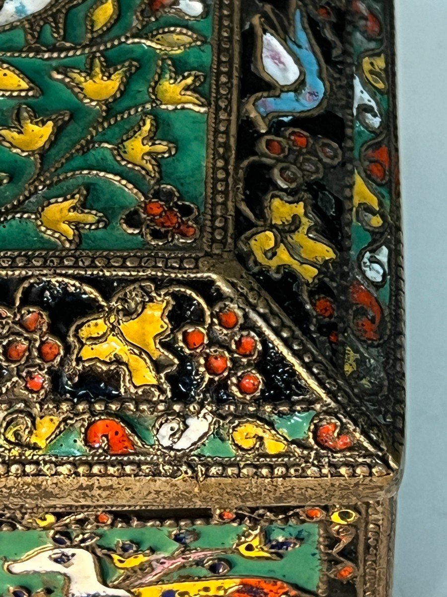 Pretty Metal Box Entirely In Cloisonné Enamels, Russia, Early 20th Century-photo-4