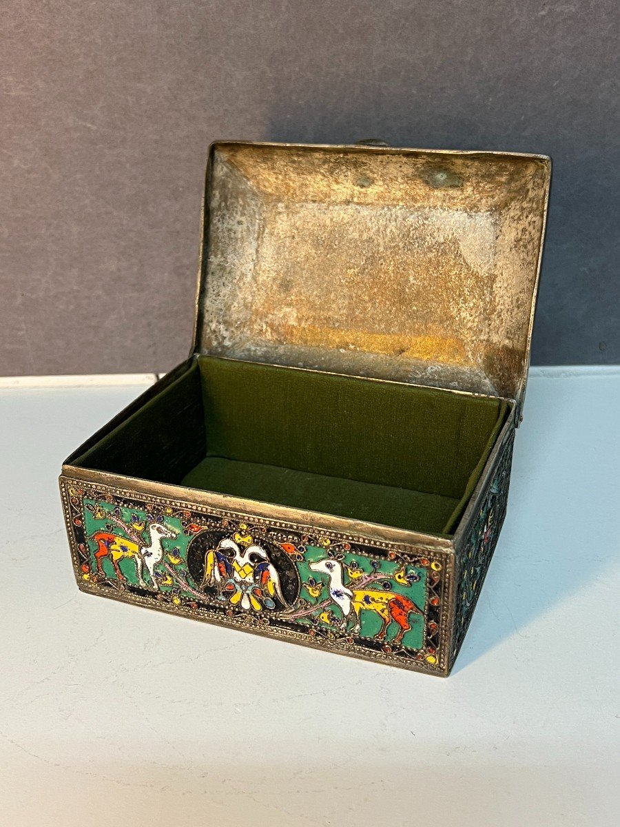 Pretty Metal Box Entirely In Cloisonné Enamels, Russia, Early 20th Century-photo-8