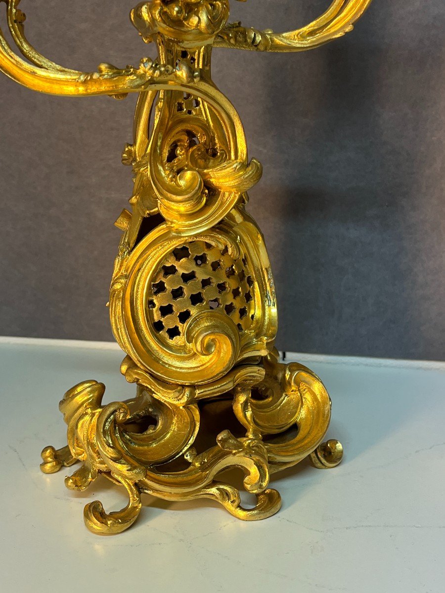 Superb Pair Of Candelabra Candlesticks Candlesticks In Mercury-gilt Bronze 19th Century-photo-7