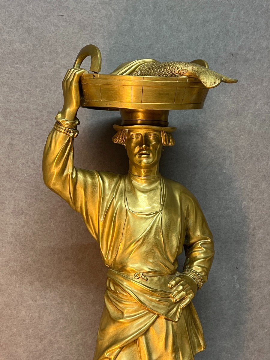 Théodore-joseph-napoléon Jacques, Dit Napoléon Jacques, Sculpture Bronze, Marchand De Poissons-photo-2