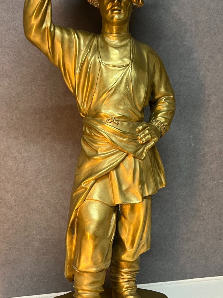 Théodore-joseph-napoléon Jacques, Dit Napoléon Jacques, Sculpture Bronze, Marchand De Poissons-photo-3