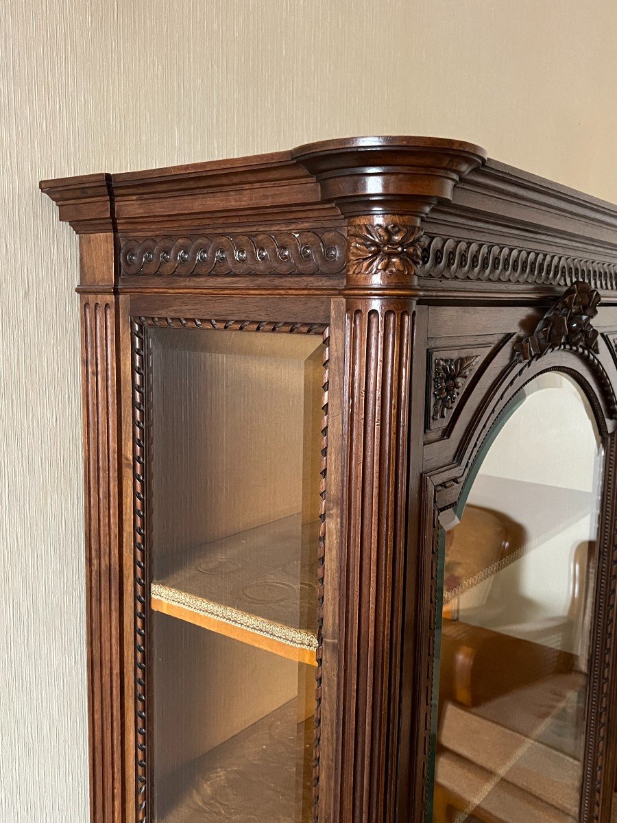 Vitrine De Style Louis XVI En Noyer Massif, Datant De l'époque Vers 1900-photo-3