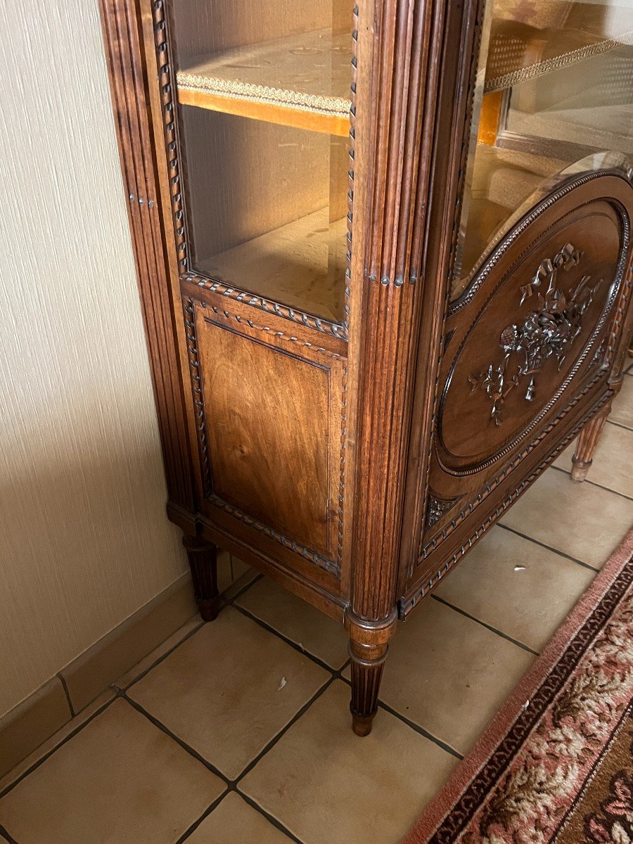 Vitrine De Style Louis XVI En Noyer Massif, Datant De l'époque Vers 1900-photo-4